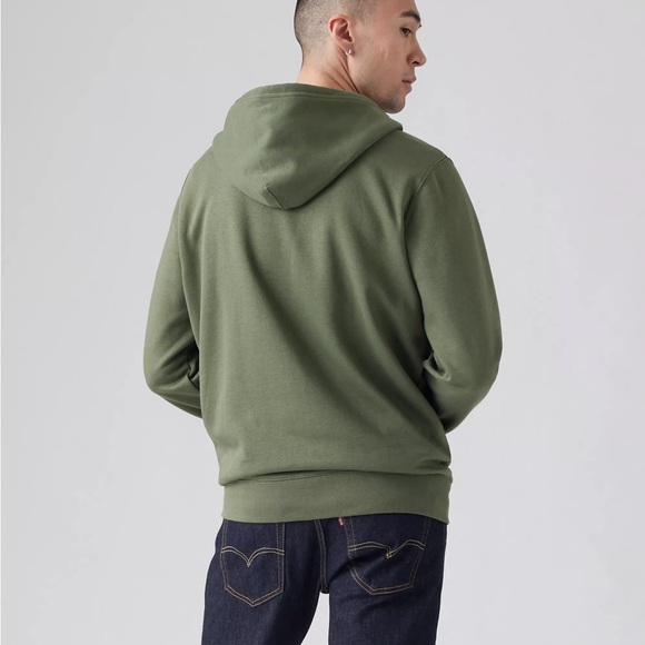 LEVI’S MENS ZIP UP HOODIE SWEATSHIRT OLIVE NEW Size L - Picture 2 of 4